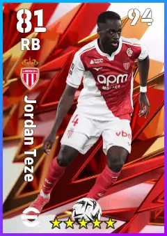 Jordan Teze eFootball 2026 player card — 81 OVR RB