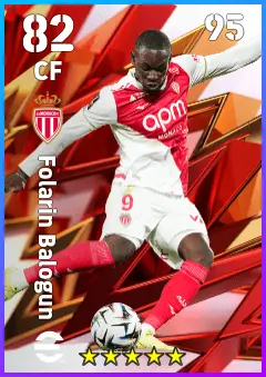 Folarin Balogun eFootball 2026 player card — 82 OVR CF