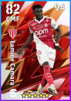 Lamine Camara eFootball 2026 player card — 82 OVR CMF