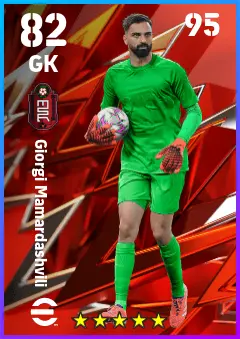 Giorgi Mamardashvili eFootball 2026 player card — 82 OVR GK