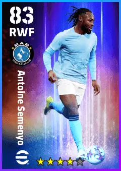 Antoine Semenyo eFootball 2026 player card — 83 OVR RWF