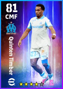 Quinten Timber eFootball 2026 player card — 81 OVR CMF