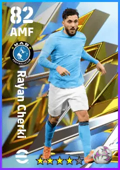 Rayan Cherki eFootball 2026 player card — 82 OVR AMF