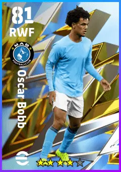 Oscar Bobb eFootball 2026 player card — 81 OVR RWF