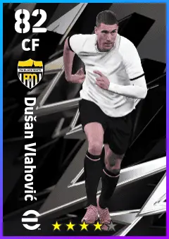 Dusan Vlahovic eFootball 2026 player card — 82 OVR CF