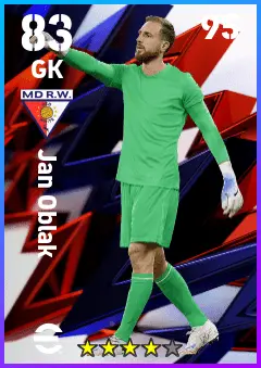 Jan Oblak eFootball 2026 player card — 83 OVR GK