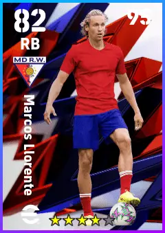 Marcos Llorente eFootball 2026 player card — 82 OVR RB