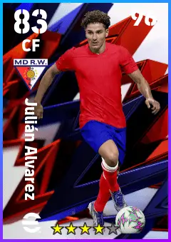Julian Alvarez eFootball 2026 player card — 83 OVR CF