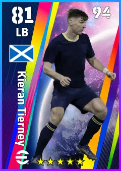Kieran Tierney eFootball 2026 player card — 81 OVR LB