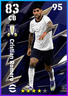 Cristian Romero eFootball 2026 player card — 83 OVR CB
