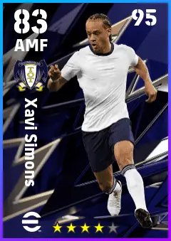 Xavi Simons eFootball 2026 player card — 83 OVR AMF