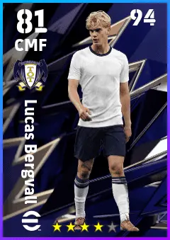 Lucas Bergvall eFootball 2026 player card — 81 OVR CMF