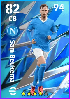 Sam Beukema eFootball 2026 player card — 82 OVR CB