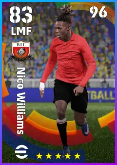 Nico Williams eFootball 2026 player card — 83 OVR LMF