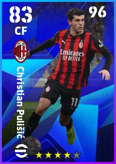 Christian Pulisic eFootball 2026 player card — 83 OVR CF
