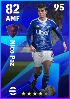 Nico Paz eFootball 2026 player card — 82 OVR AMF