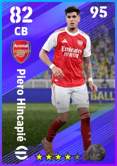 Piero Hincapie eFootball 2026 player card — 82 OVR CB