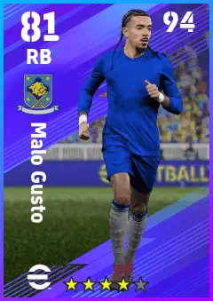Malo Gusto eFootball 2026 player card — 81 OVR RB