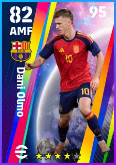 Dani Olmo eFootball 2026 player card — 82 OVR AMF