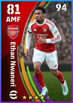 Ethan Nwaneri eFootball 2026 player card — 81 OVR AMF
