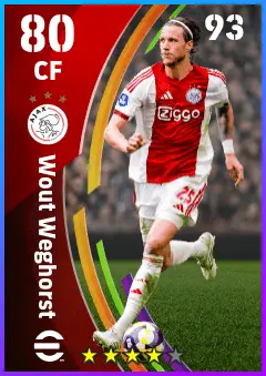 Wout Weghorst eFootball 2026 player card — 80 OVR CF