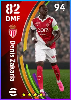 Denis Zakaria eFootball 2026 player card — 82 OVR DMF