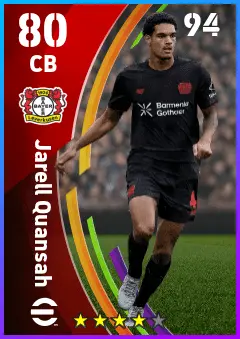Jarell Quansah eFootball 2026 player card — 80 OVR CB