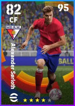 Alexander Sorloth eFootball 2026 player card — 82 OVR CF