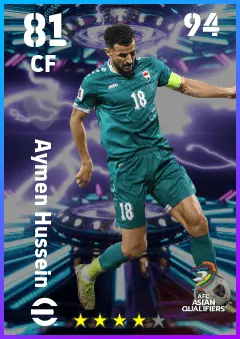 Aymen Hussein eFootball 2026 player card — 81 OVR CF