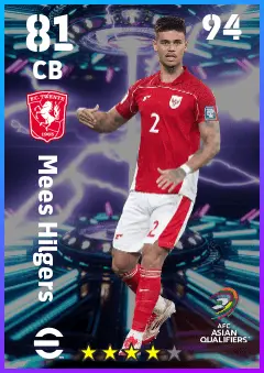 Mees Hilgers eFootball 2026 player card — 81 OVR CB