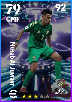 Musab Al Juwayr eFootball 2026 player card — 79 OVR CMF