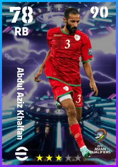 Abdul Aziz Khalfan eFootball 2026 player card — 78 OVR RB