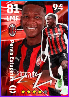 Pervis Estupinan eFootball 2026 player card — 81 OVR LMF