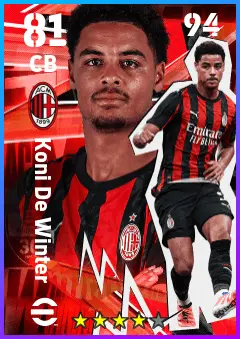 Koni De Winter eFootball 2026 player card — 81 OVR CB