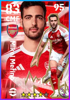 Mikel Merino eFootball 2026 player card — 83 OVR CMF