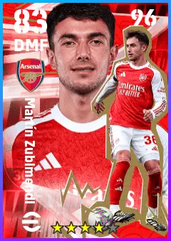Martin Zubimendi eFootball 2026 player card — 83 OVR DMF