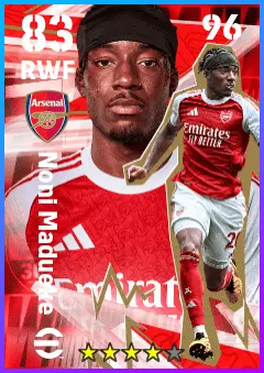 Noni Madueke eFootball 2026 player card — 83 OVR RWF