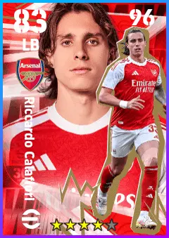 Riccardo Calafiori eFootball 2026 player card — 83 OVR LB