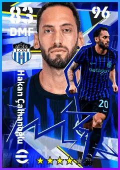 Hakan Calhanoglu eFootball 2026 player card — 83 OVR DMF