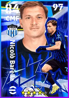 Nicolo Barella eFootball 2026 player card — 84 OVR CMF