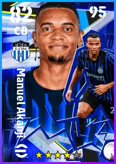 Manuel Akanji eFootball 2026 player card — 82 OVR CB