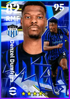 Denzel Dumfries eFootball 2026 player card — 82 OVR RMF