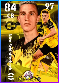 Nico Schlotterbeck eFootball 2026 player card — 84 OVR CB