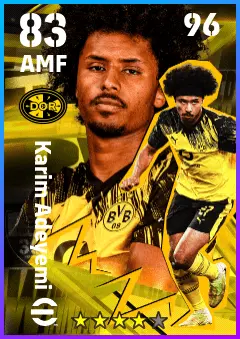 Karim Adeyemi eFootball 2026 player card — 83 OVR AMF