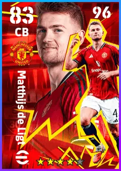 Matthijs de Ligt eFootball 2026 player card — 83 OVR CB