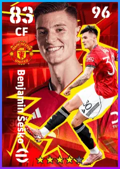 Benjamin Sesko eFootball 2026 player card — 83 OVR CF