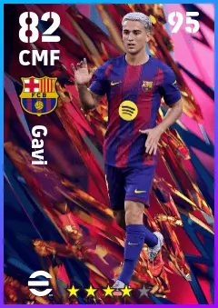 Gavi eFootball 2026 player card — 82 OVR CMF