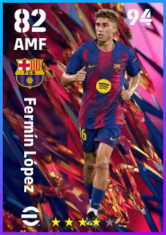 Fermin Lopez eFootball 2026 player card — 82 OVR AMF