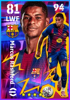 Marcus Rashford eFootball 2026 player card — 81 OVR LWF