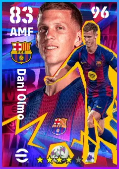 Dani Olmo eFootball 2026 player card — 83 OVR AMF